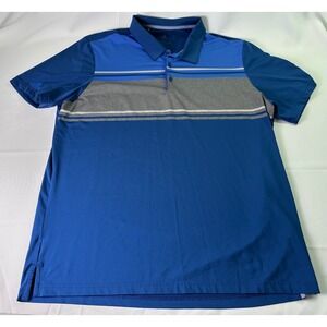 Adidas Golf Polo Shirt Athletic Striped Blue Gray Size XL Mens Performance‎